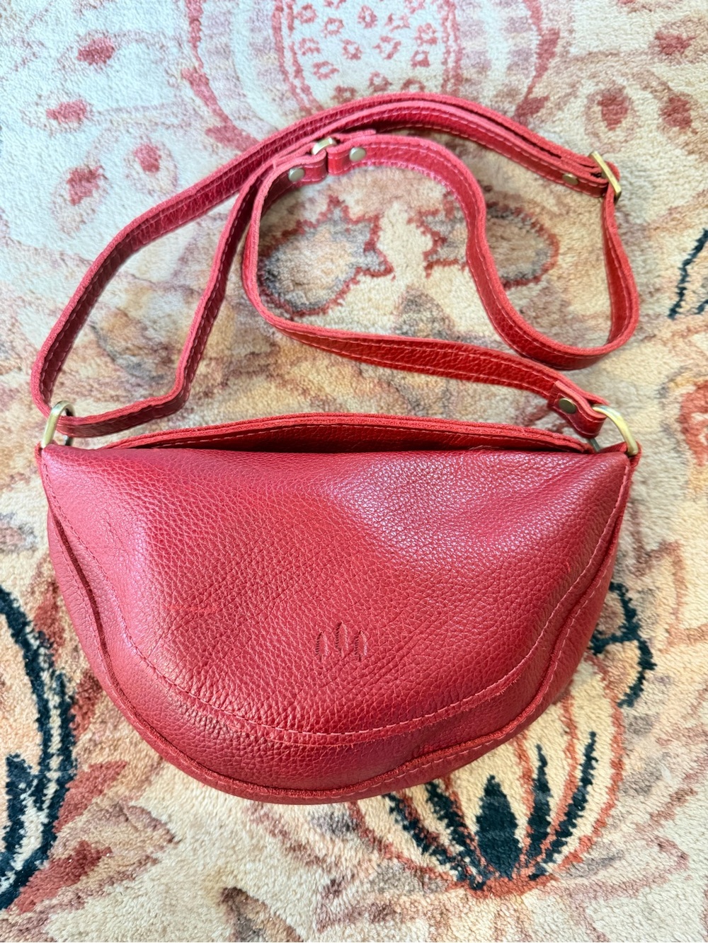 KOALA SLING BAG Portland Red Pebbled Small Crescent Leather Crossbody